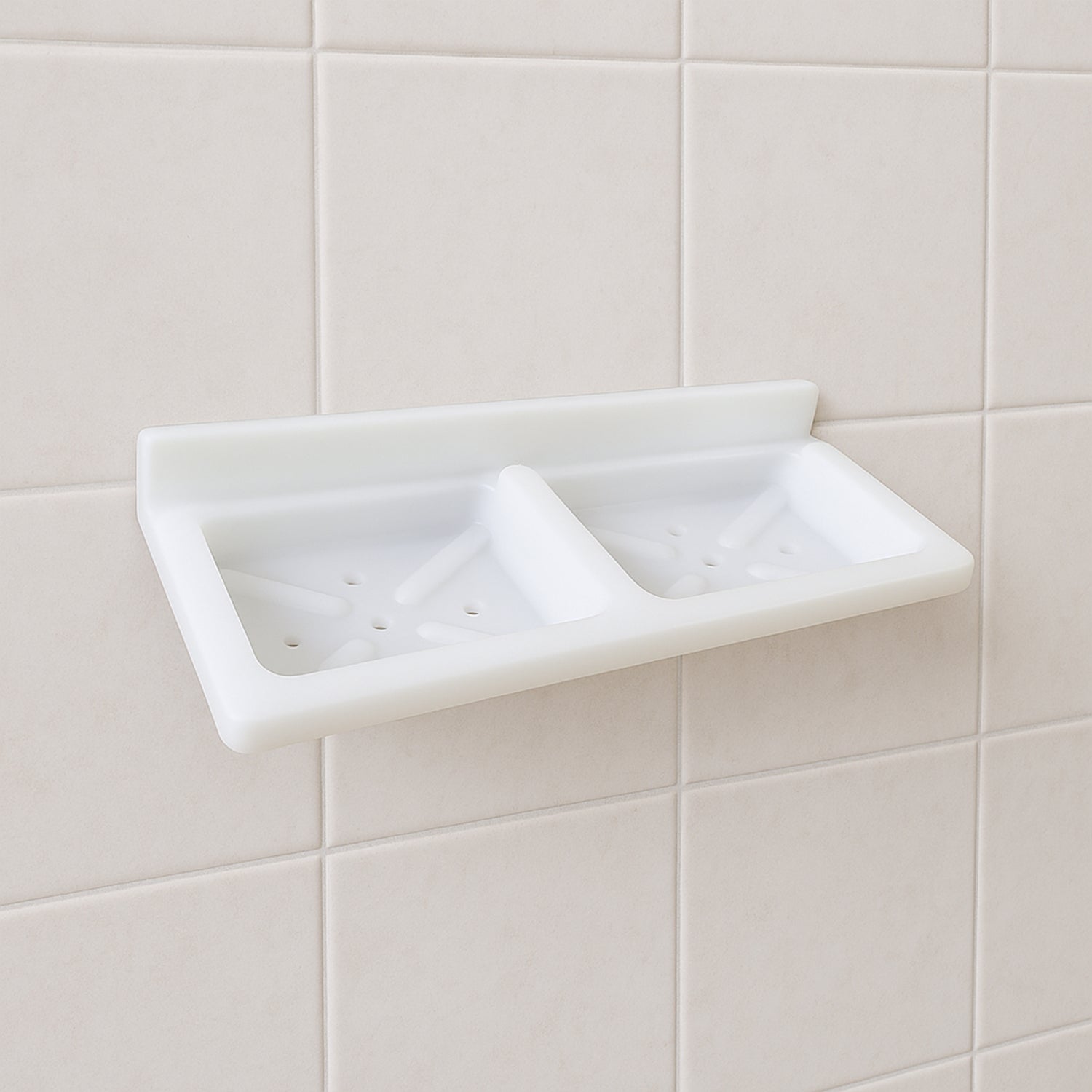 Wall Mounted Double Compartment Soap & Sponge Holder (1 Pc) Wall Mounted Double Compartment Soap & Sponge Holder (1 Pc)